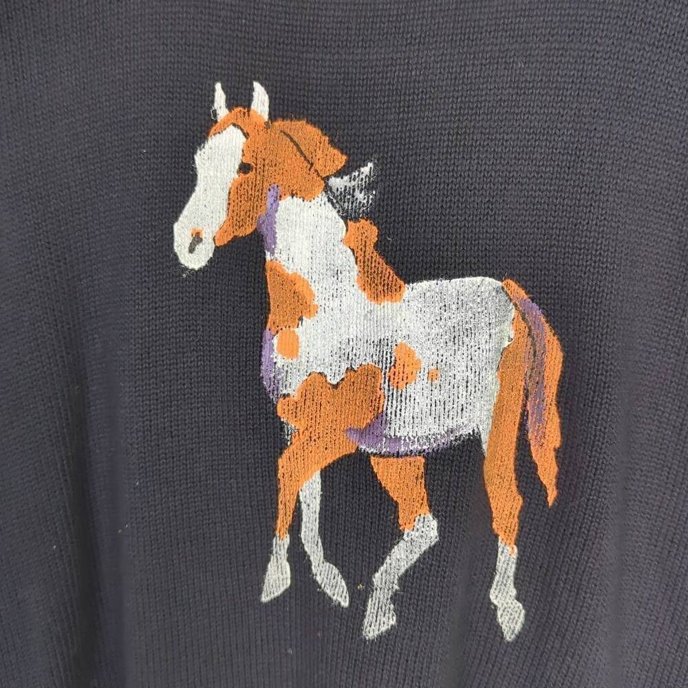 Diane Wat Design Womens S/M Grannycore Handpainted Sweater Horse Theme Buttons - Picture 6 of 8